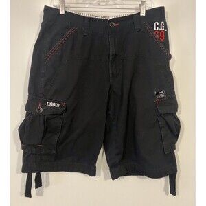 Vintage Y2K Coogi Men’s Baggy Cargo Shorts Embroidered Black Sz 36 Grunge Skater